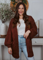 Happiness Trails Boutique - Brown chunky cable knit cardigan