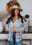 Happiness Trails Boutique - Cream/Blue Plaid Shacket