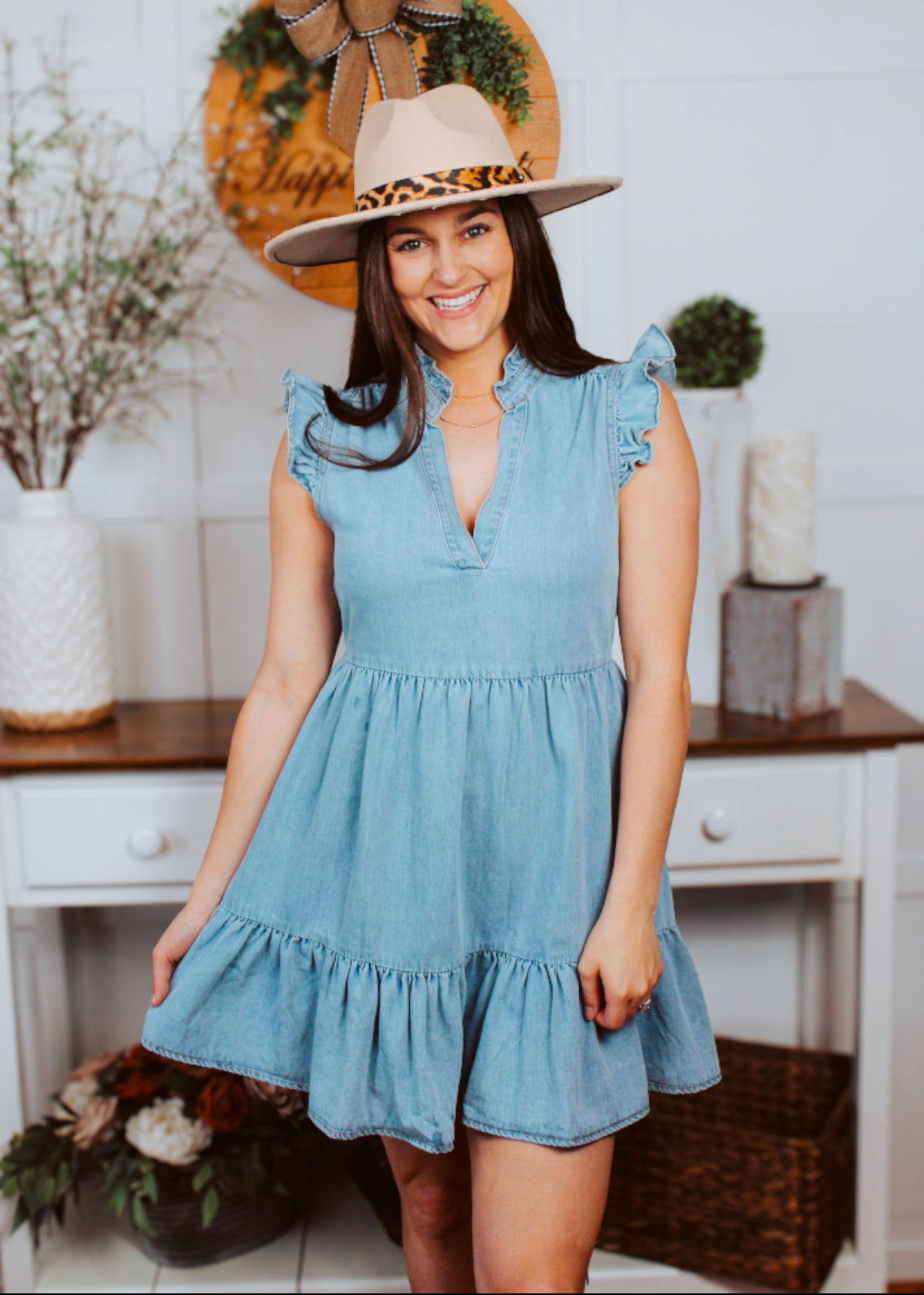 Denim mini dress