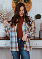 Happiness Trails Boutique - Camel/Blue plaid shacket