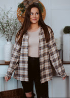 Happiness Trails Boutique - Tan and navy plaid shacket