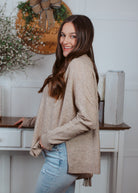 Happiness Trails Boutique - Taupe knit sweater