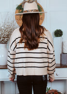 Happiness Trails Boutique - Taupe with black stripes sweater