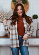 Happiness Trails Boutique - Camel/Blue plaid shacket