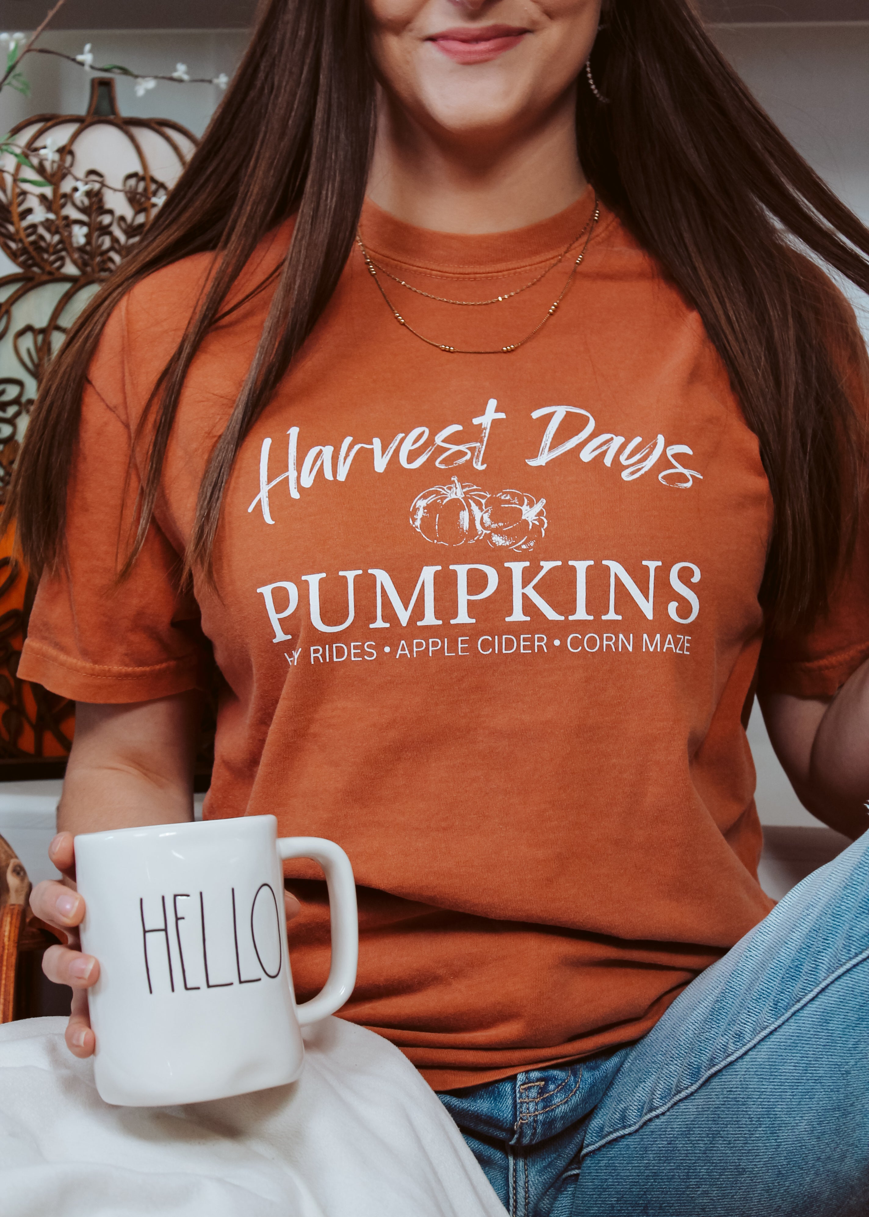 Happiness Trails Boutique Harvest Days Pumpkins Comfort Colors Graphic Tee