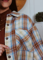 Happiness Trails Boutique - Camel/Blue plaid shacket