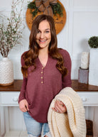 Happiness Trails Boutique - Burgundy thermal long sleeve top