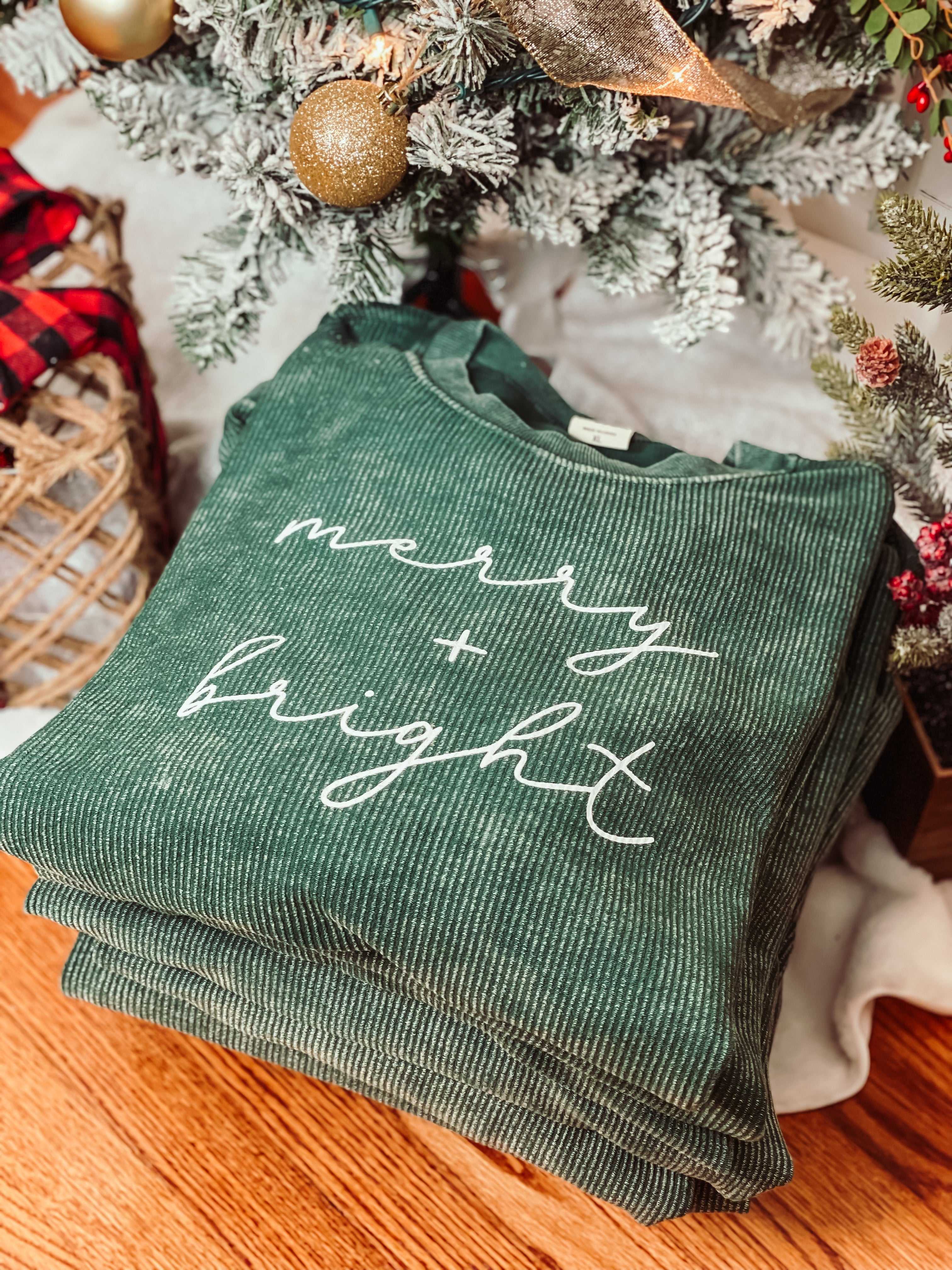 Happiness Trails Boutique - Merry + Bright Corded Sweatshirt