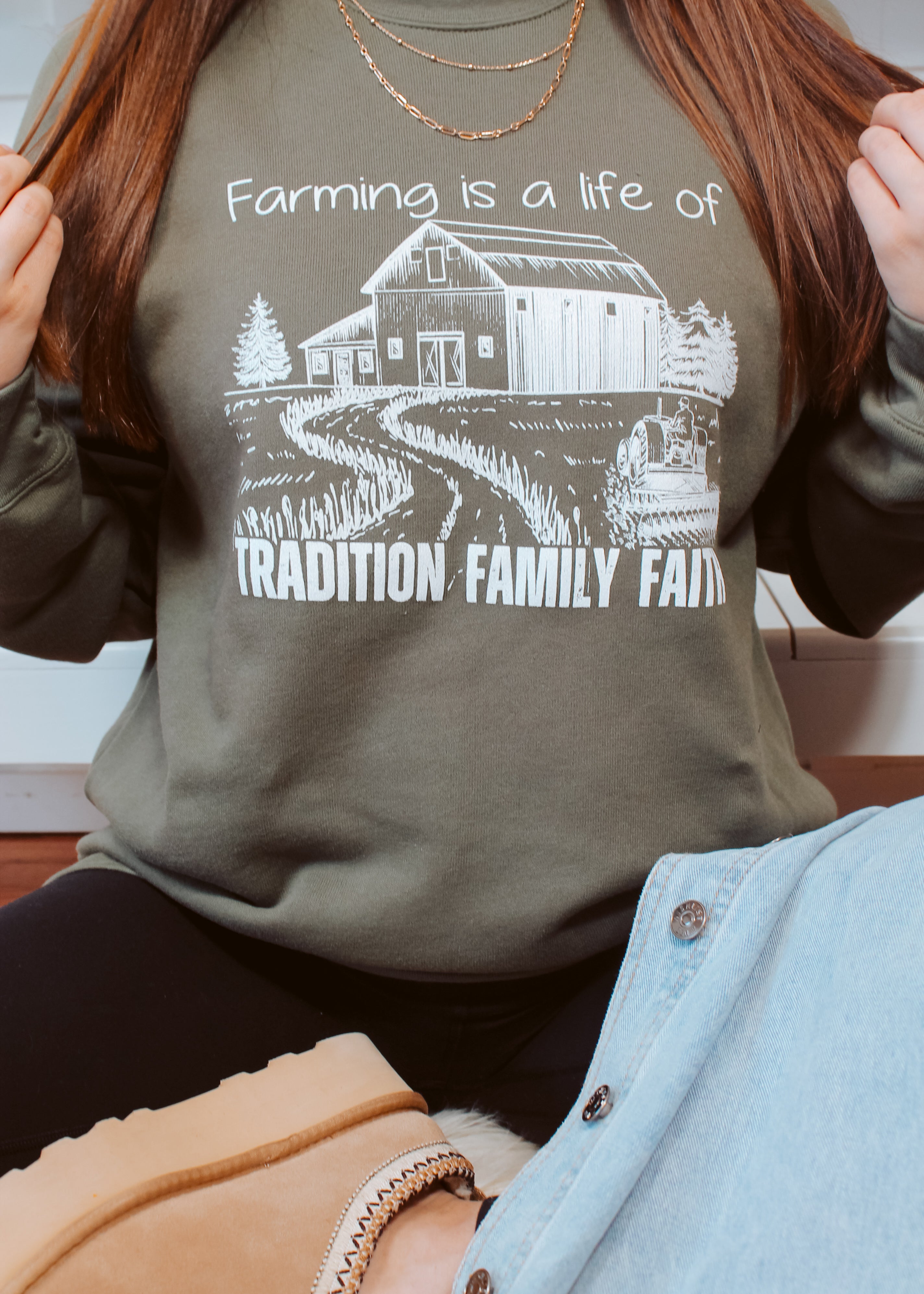 Happiness Trails Boutique - Farming Is A Life Of Tradition Family Faith Sweatshirt