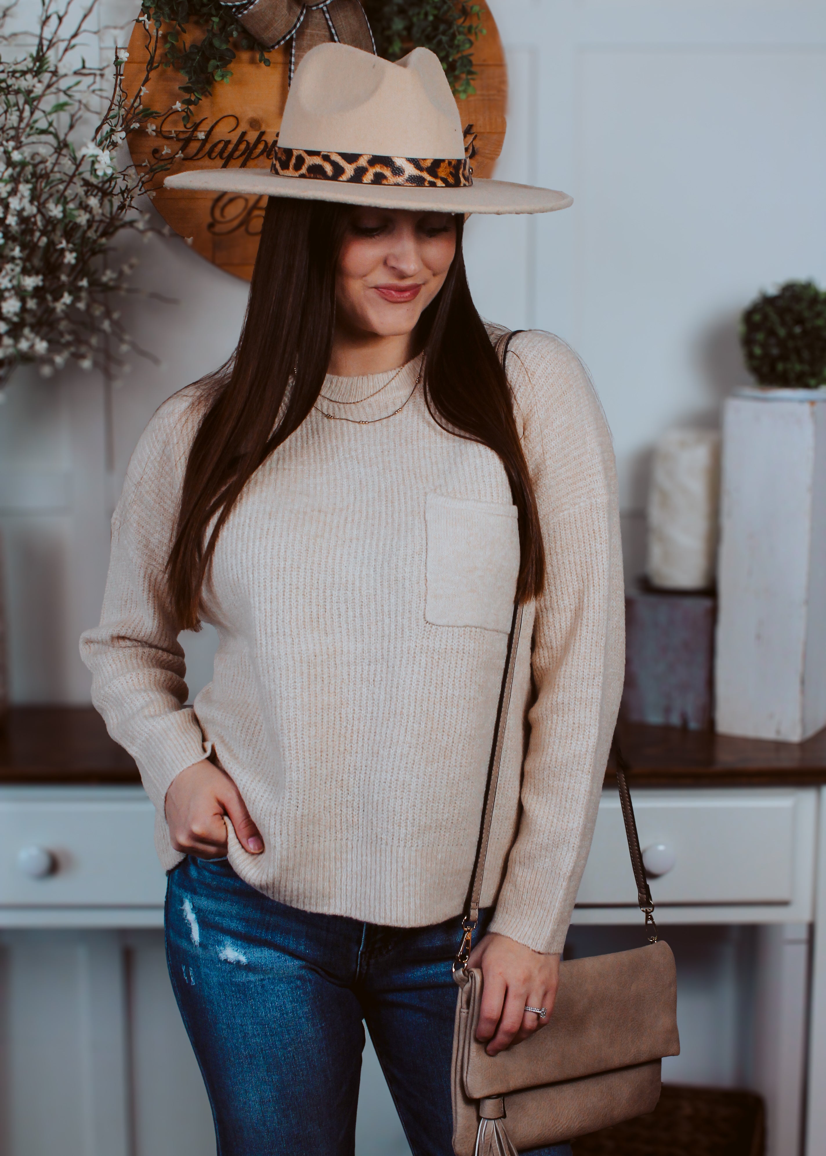 Happiness Trails Boutique - Oatmeal knit sweater