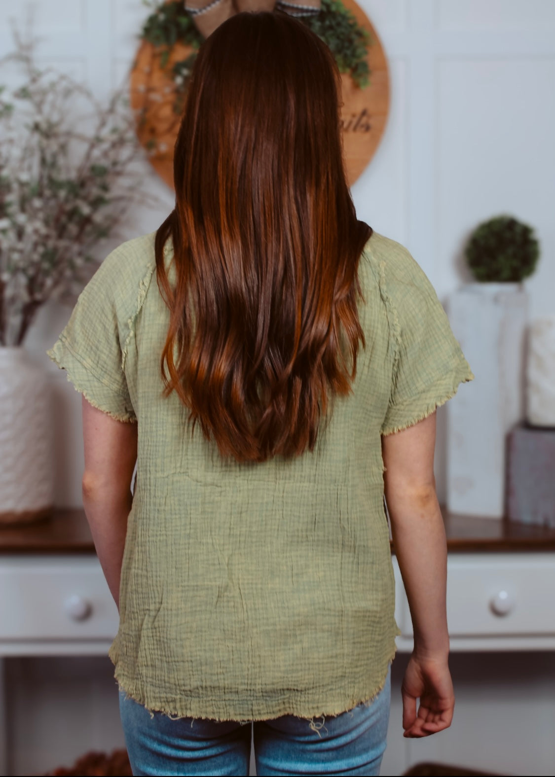 Happiness Trails Boutique - Olive button up top