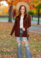 Happiness Trails Boutique - Dark brown knit cardigan