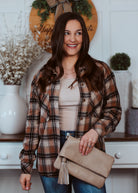 Happiness Trails Boutique - Mocha/Black plaid shacket