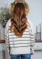 Happiness Trails Boutique - Ivory sweater with olive stripes