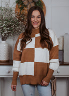 Happiness Trails Boutique - Camel and ivory color block sweater