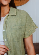 Happiness Trails Boutique - Olive button up top