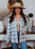 Happiness Trails Boutique - Cream/Blue Plaid Shacket