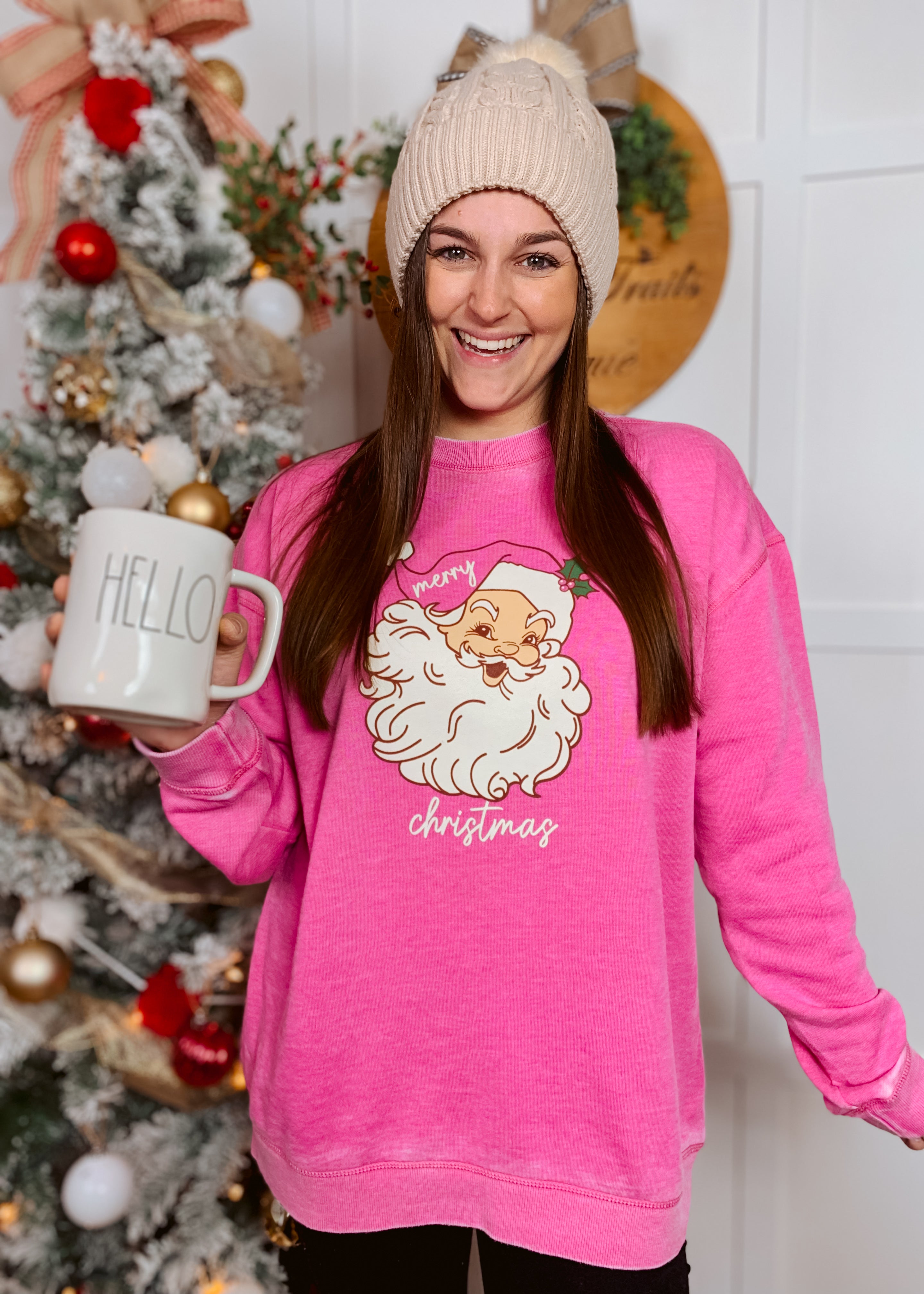 Happiness Trails Boutique - Santa with Merry Christmas printed on it