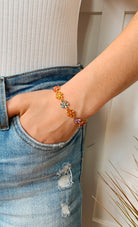 Rhinestone Multi Flower Bracelet